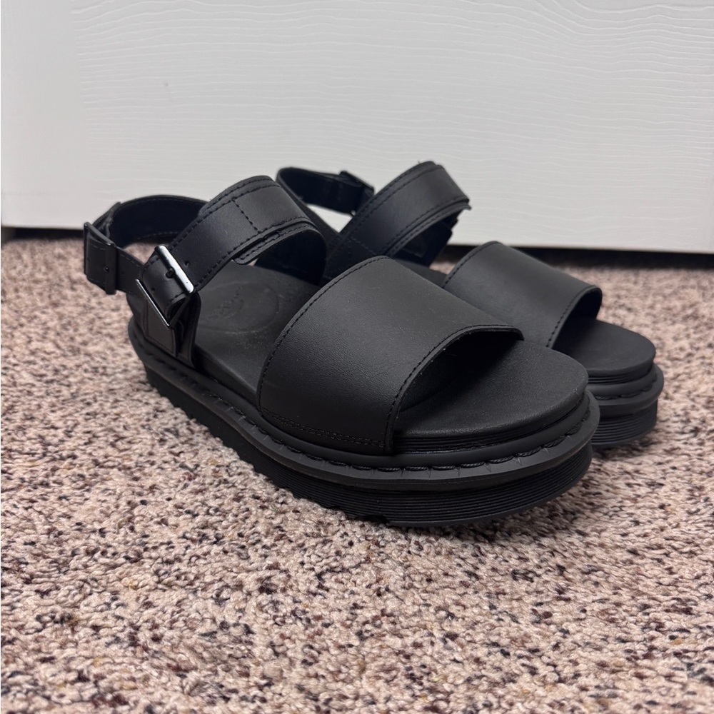 Women’s all black Voss Dr. Martens Sandals. Size US Ladies 9 (UK 7).
